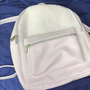 Fuzzy White Mini Backpack